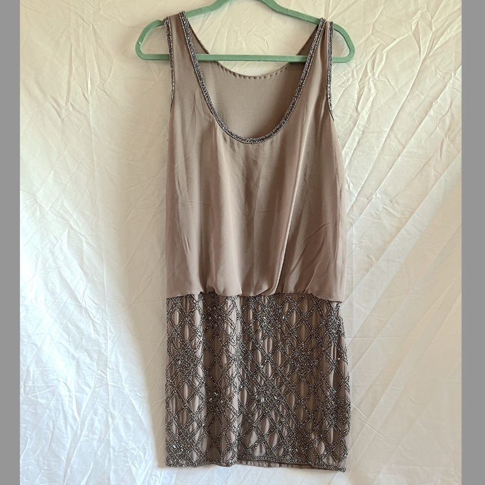 Adrianna Papell Beaded Drop Waist Dusty Purple Dress Size 8